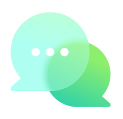 Abstract teal and green speech bubbles; modern communication concept; minimalist design; positive mood.
