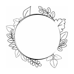 Delicate leafy circle frame botanical circular