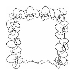Floral frame with orchid blossoms flower border