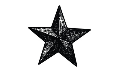 Fototapeta premium Intricately detailed black star illustration with artistic engraving. Vector retro hand drawn illustration