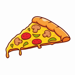 Illustration of a piece of pizza is isolated on the white background	