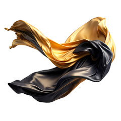 Dynamic Drape Black and Gold Fabric Swirl