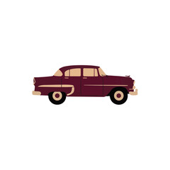 Stylish vintage car silhouette on white background, retro design