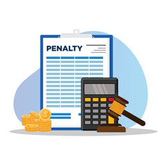 Penalty clipboard vector concept stressful businessman looking at a charge and expense punishment notice
