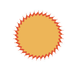 Orange zigzag sunburst badge with red border and stylized spikes, ideal for labels, stickers, price tags, or promotional designs