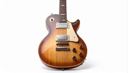 Fototapeta premium Sunburst Electric Guitar on White Background, Close-Up Studio Shot