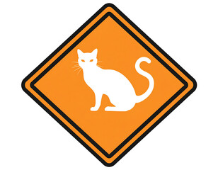 Orange Cat Warning Sign Illustration