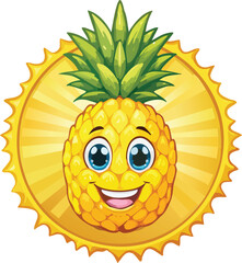 happy cartoon pineapple ananas sun smile isloated vacation symbol
