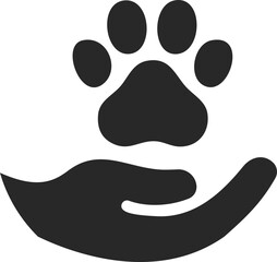 Paw in hand showing animal charity donation and volunteer support for pet care and community rescue