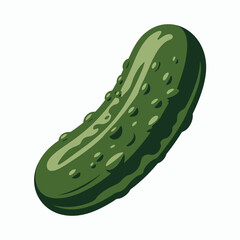 Bright green dill pickle with bumpy skin isolated on white background