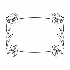 Floral frame with iris blossoms and leaves flower leaf