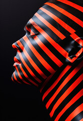 Modern art man model face side