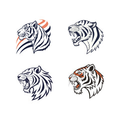 Tiger head icon set. Adobe Illustrator Artwork