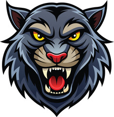 Obraz premium Aggressive wolf head snarling with sharp teeth and yellow eyes animal