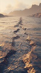 Water Trail Sunset Mountains