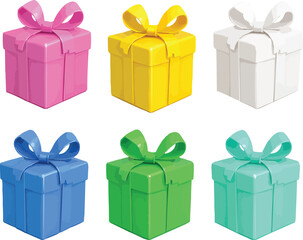 six colored Gift Box on Checkered Background