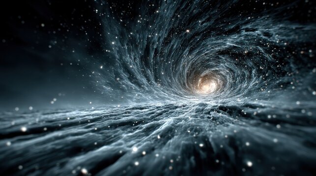 Liquid wormhole blue vortex art, spacetime tunnel physics diagram, sci-fi journey material with glowing cosmic portals.