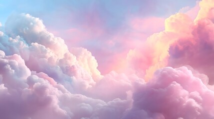 Dreamlike Pink and Blue Cotton Clouds – Generative AI