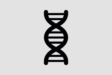 Simple black icon of a dna double helix on a light gray background