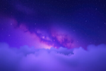 Abstract purple nebula. Stars in background. Beautiful space themed design.
