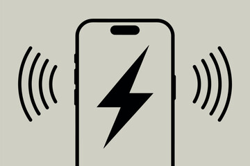 Smartphone receiving wireless charging signal with radiating waves