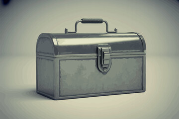 Vintage metal lunchbox with handle and latch
