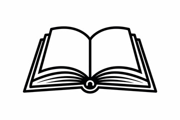 Open book icon with blank pages in a simple line drawing style