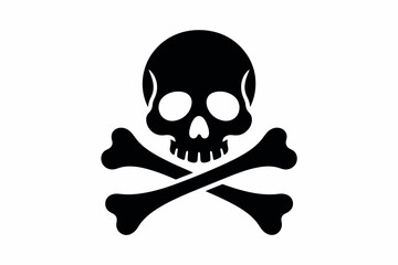 Classic black skull and crossbones symbol on white background