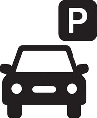 Obraz premium Simple Icon of Parking with Car Symbolizing Automotive Parking Area and Services For Drivers Needing Spots