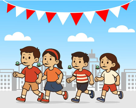 Independence Day Celebration  Spoon and Marble Race Game