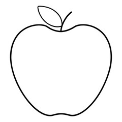 Single Leaf Apple Line Art – Clean Vector Design