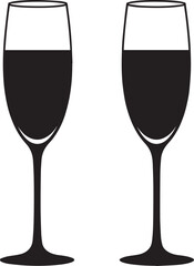 Elegant Champagne Glass Silhouette in Black | Party Drink Icon Illustration