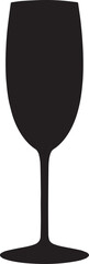 Elegant Champagne Glass Silhouette in Black | Party Drink Icon Illustration