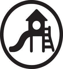 Playground Fun Awaits An Engaging Symbol Representing Outdoor Recreation for Children with a Tower, Slide, and Ladder in a Circle