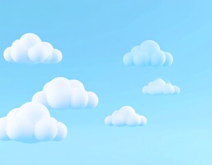 Cute cartoon clouds on a pastel blue background