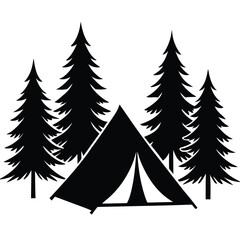 Obraz premium tent under pine trees