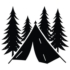 Obraz premium tent under pine trees