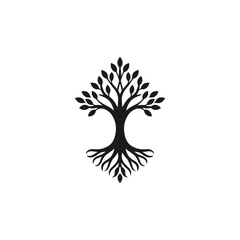 Fototapeta premium Stylized Tree of Life Illustration with Graceful Branches and Root System Symbolic Design