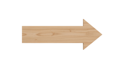 Isolated wooden arrow signpost pointing to the right with a transparent background, rustic charm