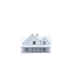 Minimalist White House Render on Black Background, Isolated Architecture Design