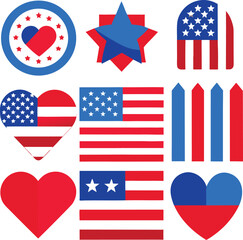 Obraz premium Patriotic USA themed design elements in red white and blue colors