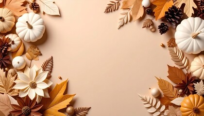 Autumn celebration of nature's bounty cozy home setting decorative arrangement warm environment top-down view seasonal inspiration