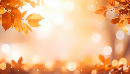 Fototapeta premium Captivating autumn leaves falling nature scene beautiful bokeh background warm atmosphere close-up view seasonal essence