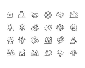 outline icons related to business. Linear icon collection