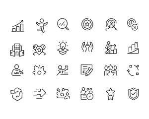 outline icons related to business. Linear icon collection