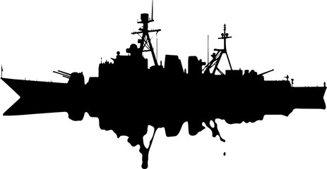 Warship Silhouette Vector - Military Battleship Design