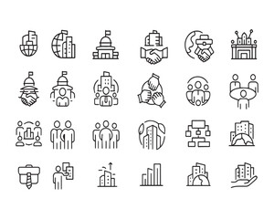 Obraz premium outline icons related to corporate. Linear icon collection