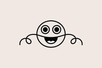Obraz premium Whimsical happy face with curly arms drawn in a simple line art style