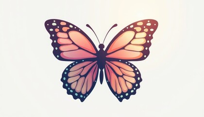 Obraz premium Elegant Butterfly Illustration with Radiant Sunset Gradient Wings