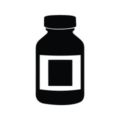 Silhouette of a medical bottle with a label for product description